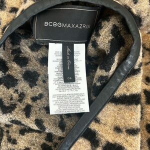 BCBGMaxAzria Animal Print Poncho/Cardigan  in Black and Tan
